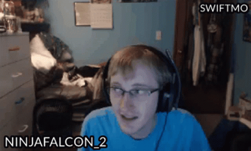 Man in Blue Shirt and Headphones With ninjafalcon_2