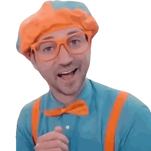 Man in Blue Shirt and Orange Suspenders