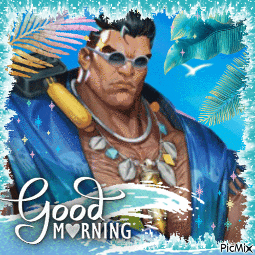 Man in Blue Shirt and Sunglasses Good Morning