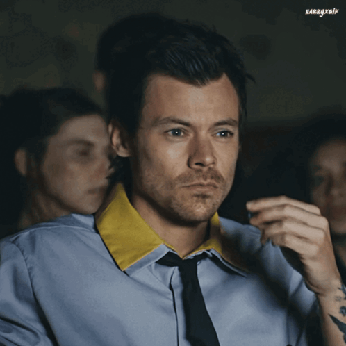 Man in Blue Shirt and Tie Looking