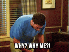 Man In Blue Shirt Asking Why Why Me GIF