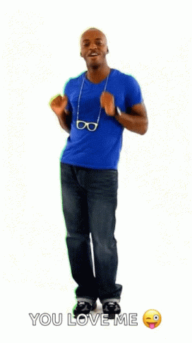Man In Blue Shirt Cabbage Patch Dance Moves GIF