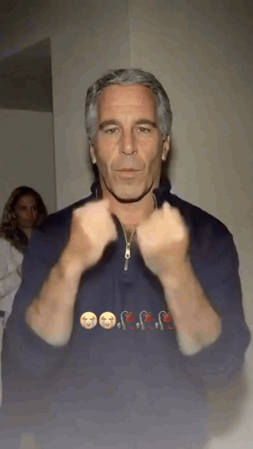 Man in Blue Shirt Flipping Off