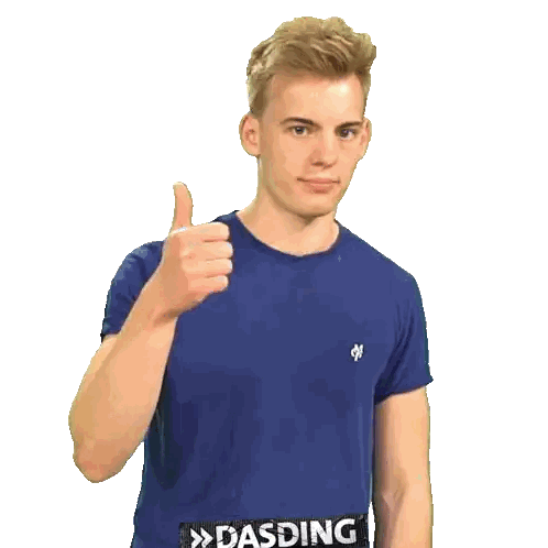 Man in Blue Shirt Giving Thumbs Up