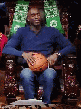 Man In Blue Shirt Holding Basketball GIF