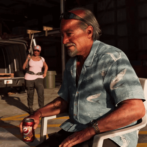 Man In Blue Shirt Holding Dr Pepper GIF
