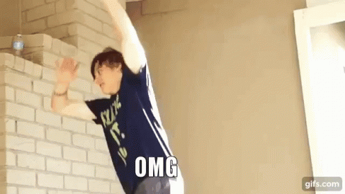 Man In Blue Shirt Jumping Over Brick Wall Omg GIF