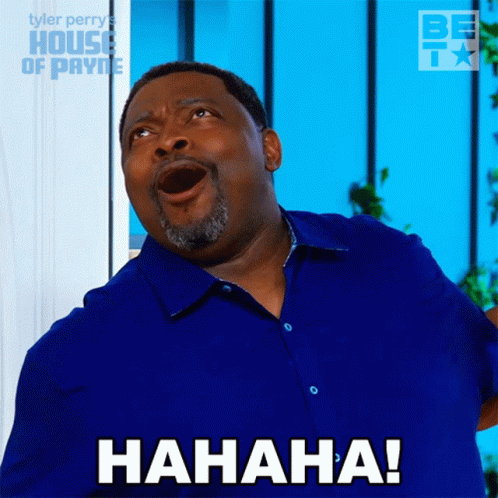 Man In Blue Shirt Making Funny Face Hahaha GIF