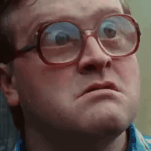Man In Blue Shirt Making Funny Face GIF