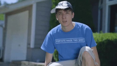 Man In Blue Shirt Saying Fortnite Made This Shit GIF