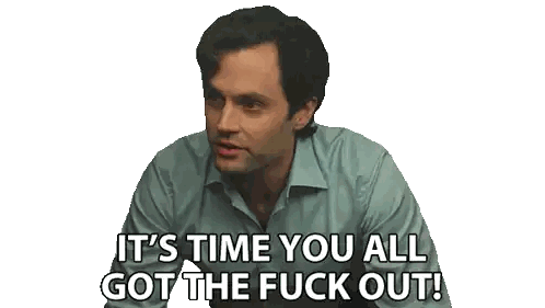 Man in Blue Shirt Saying Get Out