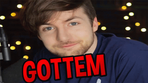 Man in Blue Shirt Saying Gottem