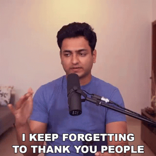 Man In Blue Shirt Saying I Keep Forgetting To Thank You People GIF