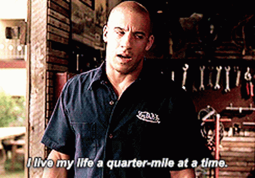 Man in Blue Shirt Saying I Live My Life a Quarter-Mile at a Time