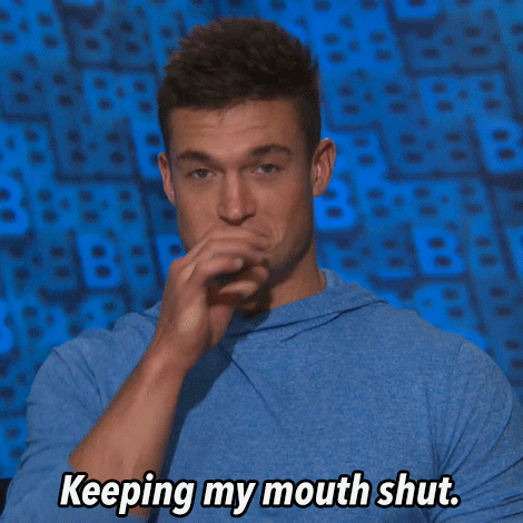 Man in Blue Shirt Saying Keeping My Mouth Shut
