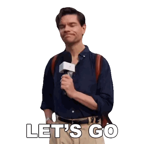 Man in Blue Shirt Saying Lets Go