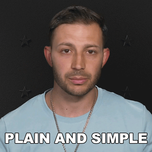 Man in Blue Shirt Saying Plain and Simple