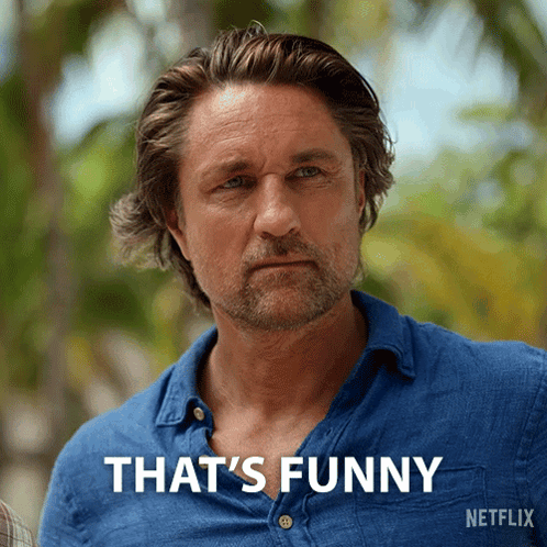 Man In Blue Shirt Saying That's Funny On Netflix GIF