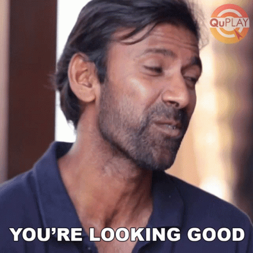 Man In Blue Shirt Says You Look Good GIF