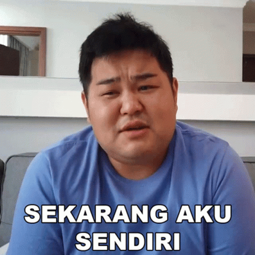 Man in Blue Shirt Sekarang Aku Sendiri