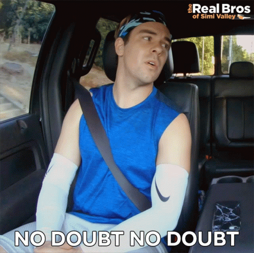 Man in Blue Shirt Sitting in Car Saying No Doubt No Doubt