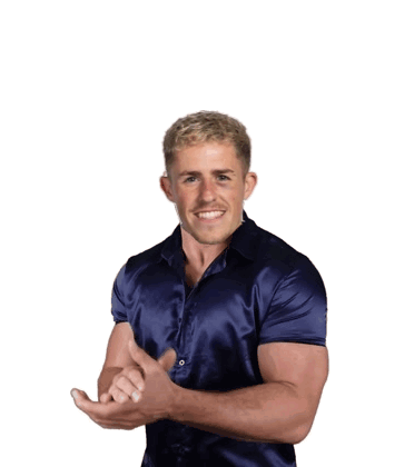 Man In Blue Shirt Smiling And Gesturing GIF