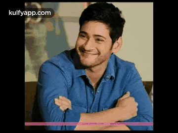 Man In Blue Shirt Smiling Crossed Arms GIF