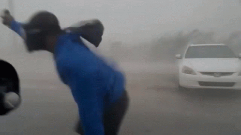 Man In Blue Shirt Standing By White Honda Car GIF
