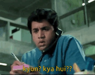 Man In Blue Shirt Talking Phone Writing Kyun Kya Hui GIF