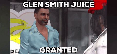 Man In Blue Shirt Talking To Woman Glen Smith Juice Granted GIF
