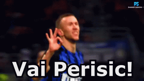 Man in Blue Shirt Waving Vai Perisic