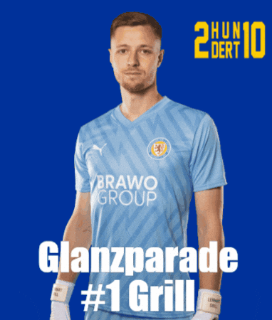 Man in Blue Shirt With Glanzparade # 1 Grill