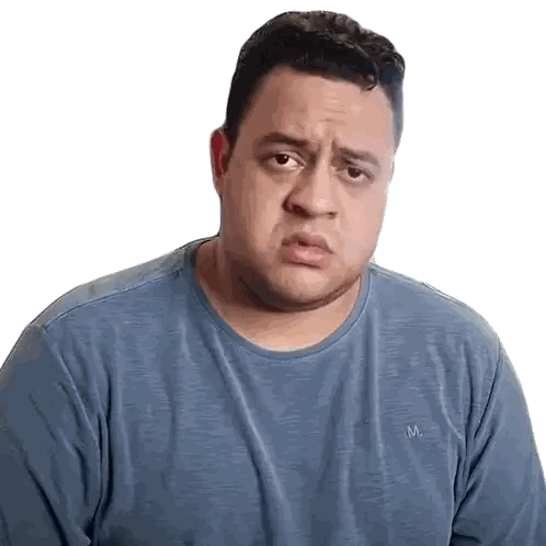 Man in Blue Shirt with M
