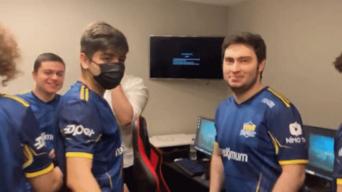Man In Blue Shirt With NPHO Mask GIF