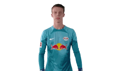 Man in Blue Shirt with Red Bulls
