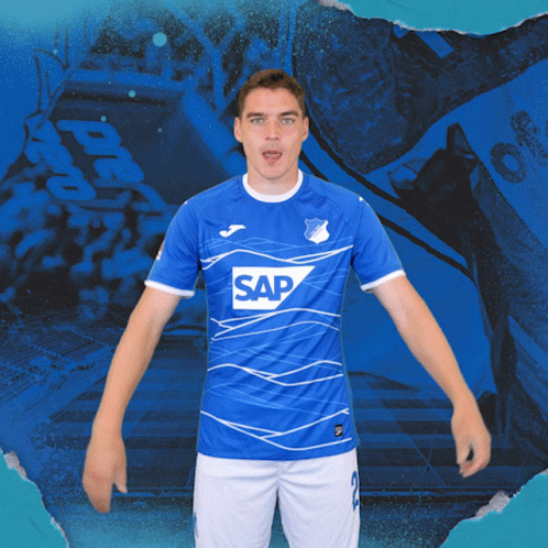 Man In Blue Shirt With Word Sap GIF