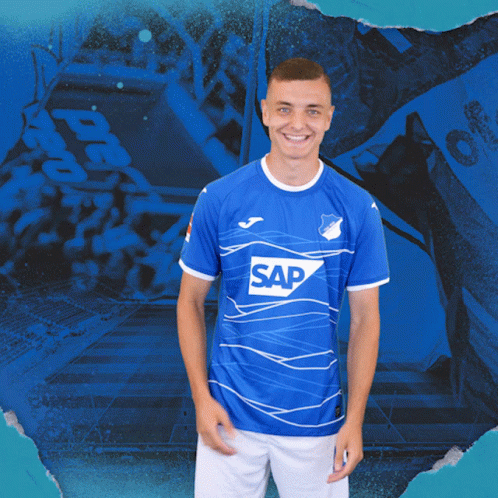 Man In Blue Shirt With Word Sap GIF
