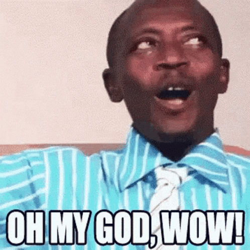 Man in Blue Striped Shirt and Tie Saying Oh My God Wow