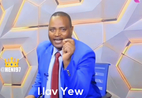 Man in Blue Suit Says I Hav Yew