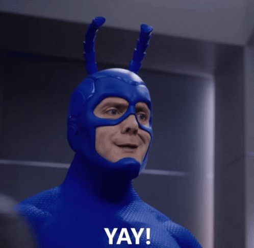 Man In Blue Superhero Suit Yay GIF