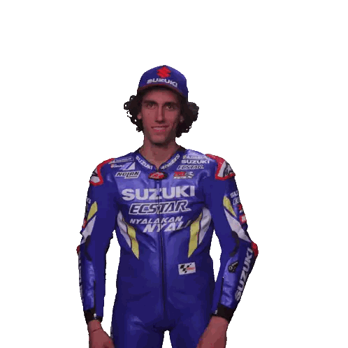 Man in Blue Suzuki Ecstar Motorcycle Suit