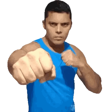 Man in Blue Tank Fist Up