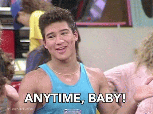 Man In Blue Tank Top Saying Anytime Baby GIF