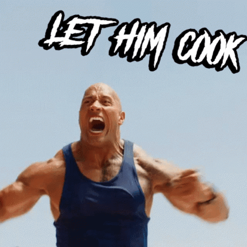 Man in Blue Tank Top Screaming Let Him Cook