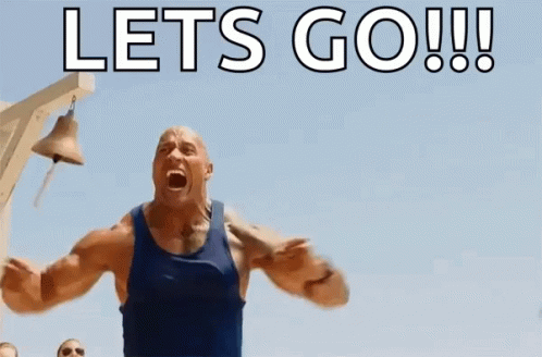 Man In Blue Tank Top Screaming Let's Go GIF