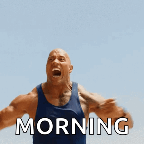 Man In Blue Tank Top Screaming Morning GIF