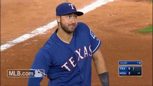 Man In Blue Texas Jersey On Field GIF
