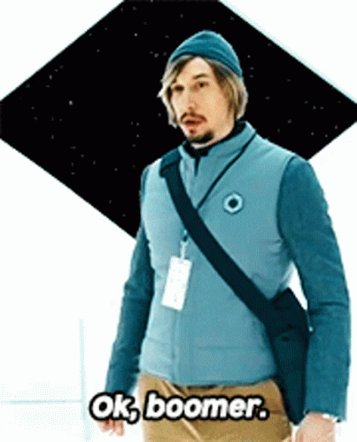 Man In Blue Vest Beanie Says Ok Boomer GIF