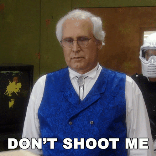 Man In Blue Vest Saying Don't Shoot Me GIF