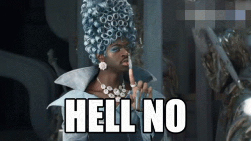 Man in Blue Wig Saying Hell No